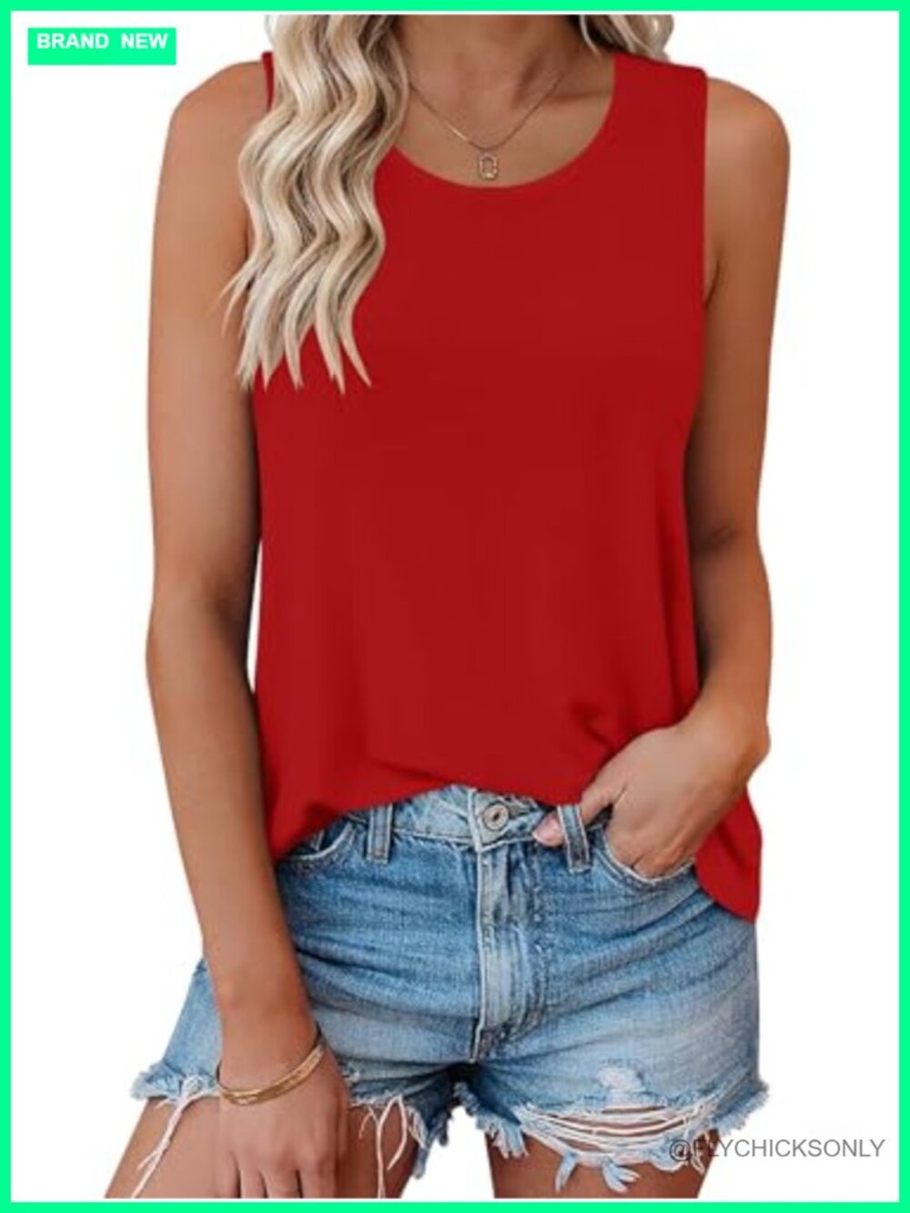 Loose Fit Sleeveless Tank Top with Crew Neck for Summer
